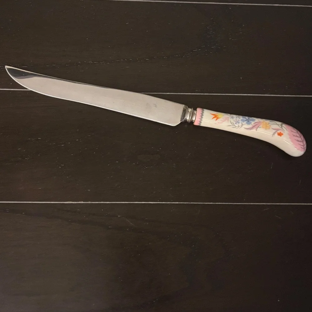 Vintage House of Prill Sheffield Knife-Porcelain, England Handle, Floral Design